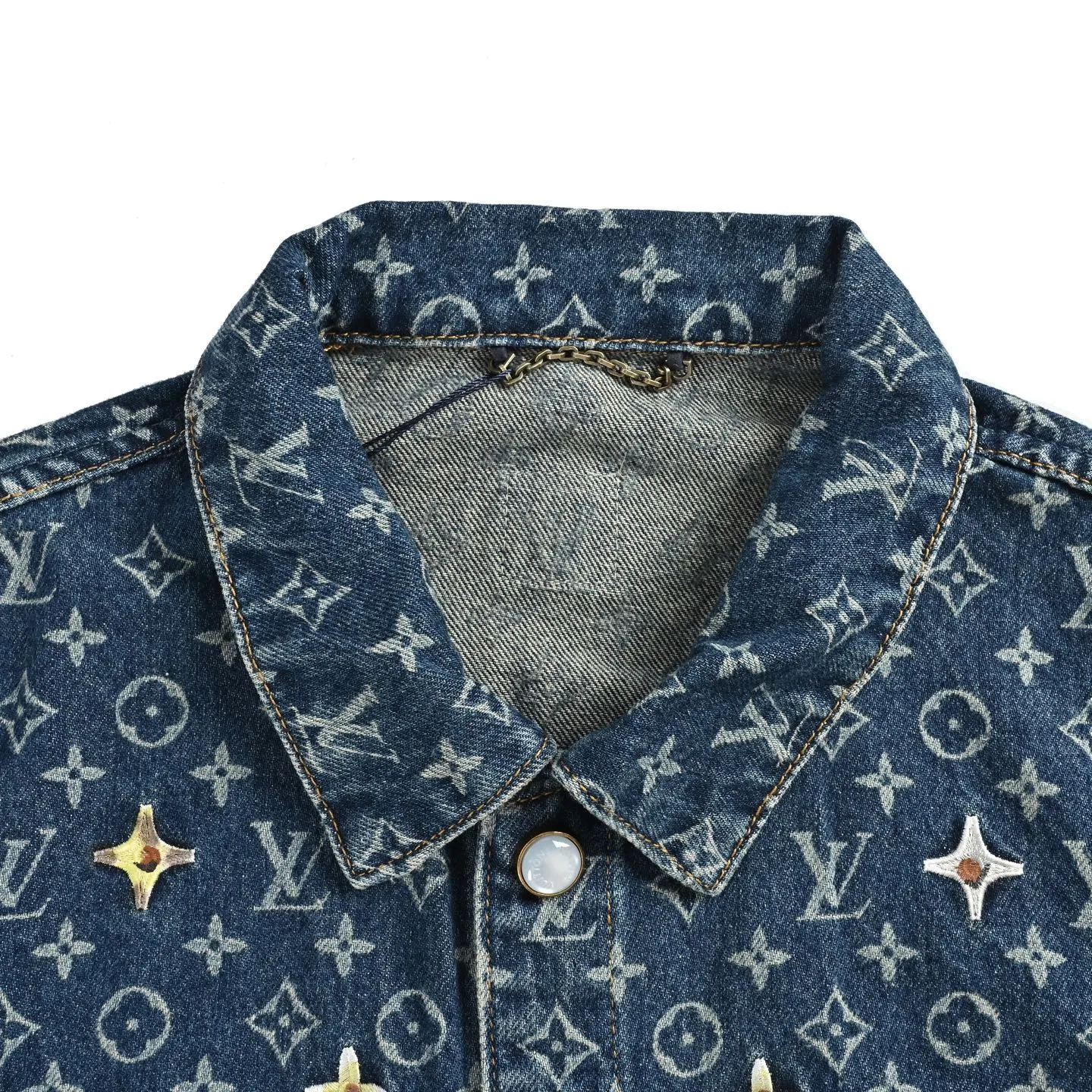 Louis Vuitton/Louis Vuitton all-over logo daisy embroidered denim jacket
